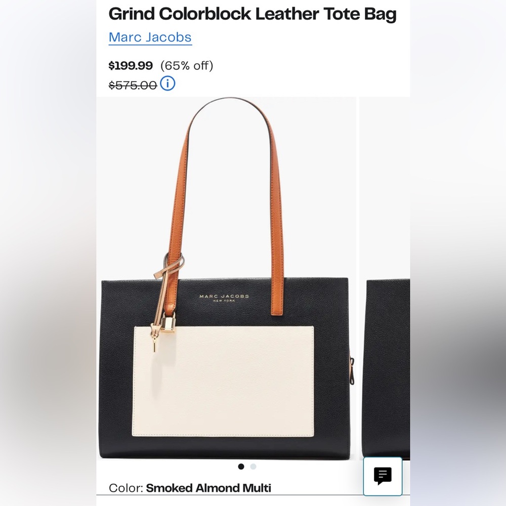 Marc Jacobs Colorblock Leather Tote in Black, Cream & Tan - Picture 2 of 10